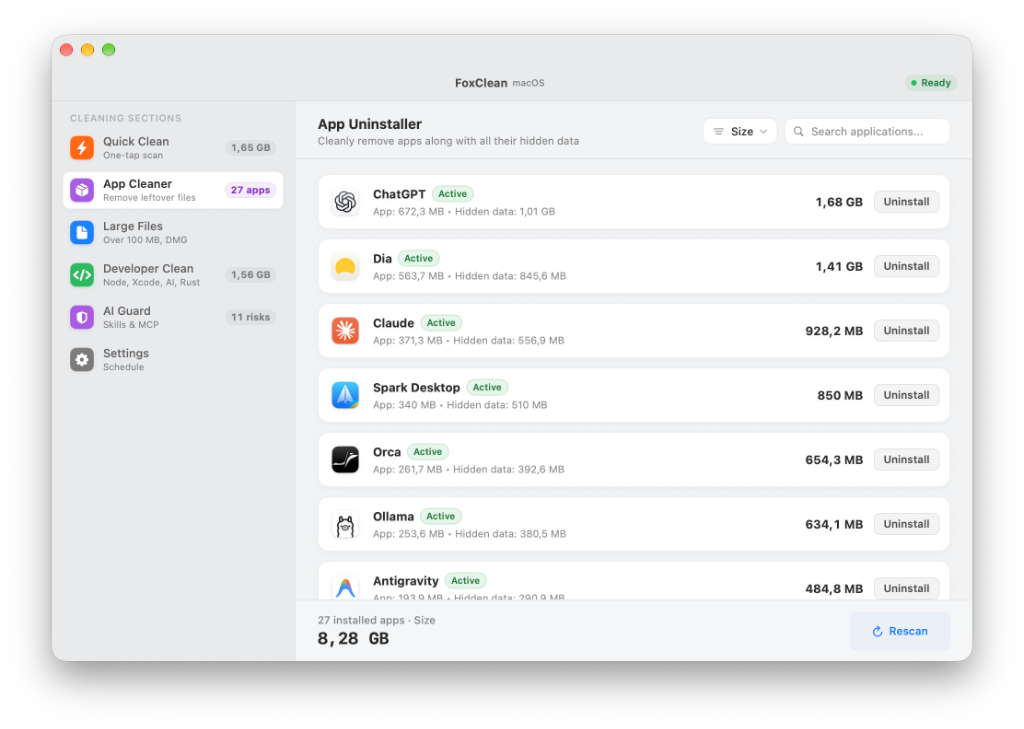 FoxClean 2.0 App Cleaner